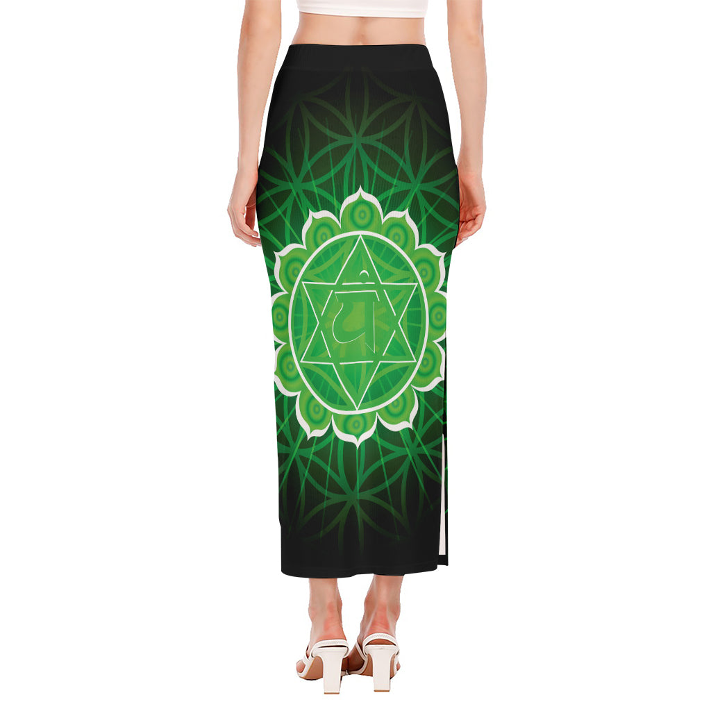 Anahata Chakra Spiritual Print Side Slit Maxi Skirt