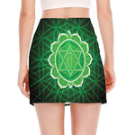 Anahata Chakra Spiritual Print Side Slit Mini Skirt