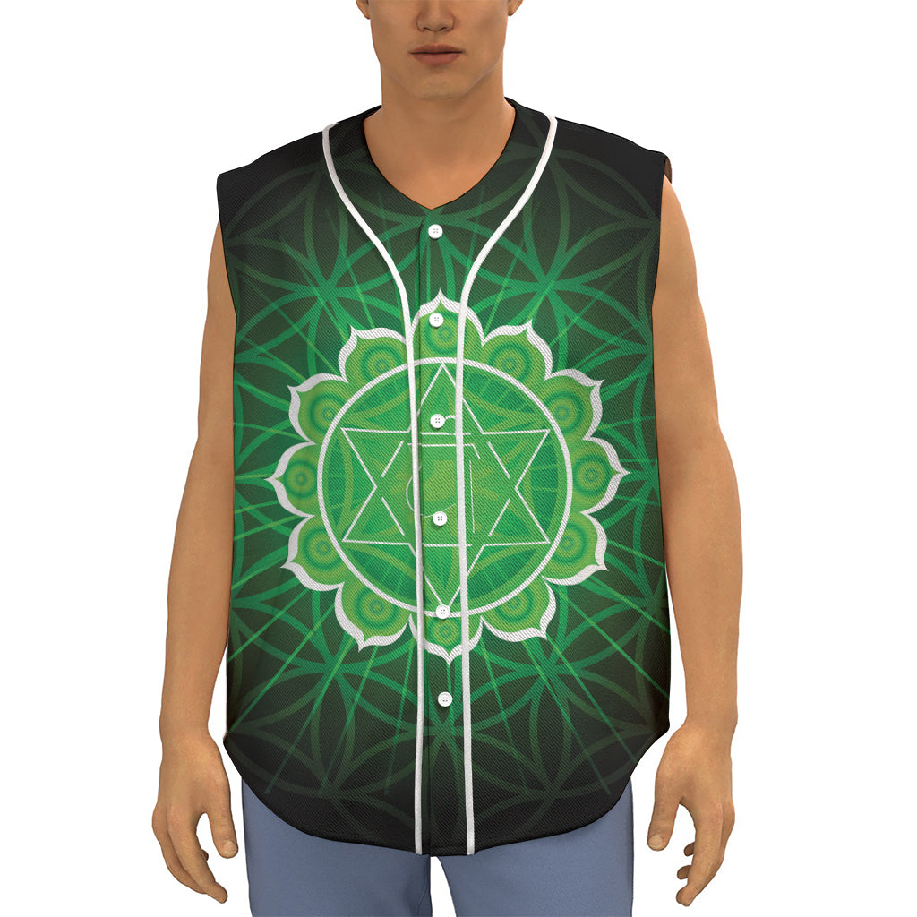 Anahata Chakra Spiritual Print Sleeveless Baseball Jersey