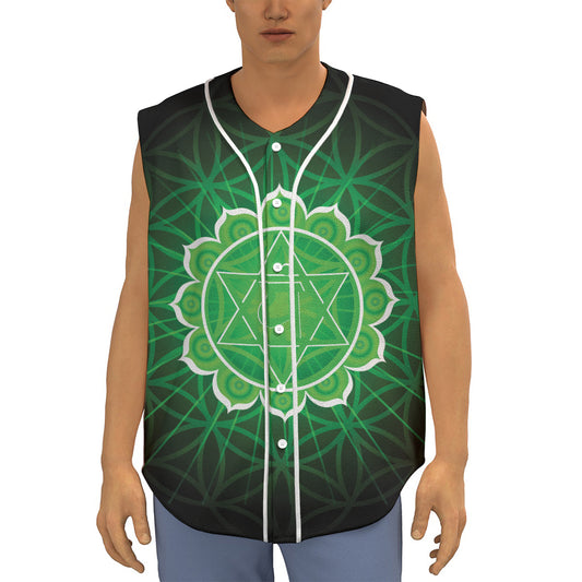 Anahata Chakra Spiritual Print Sleeveless Baseball Jersey