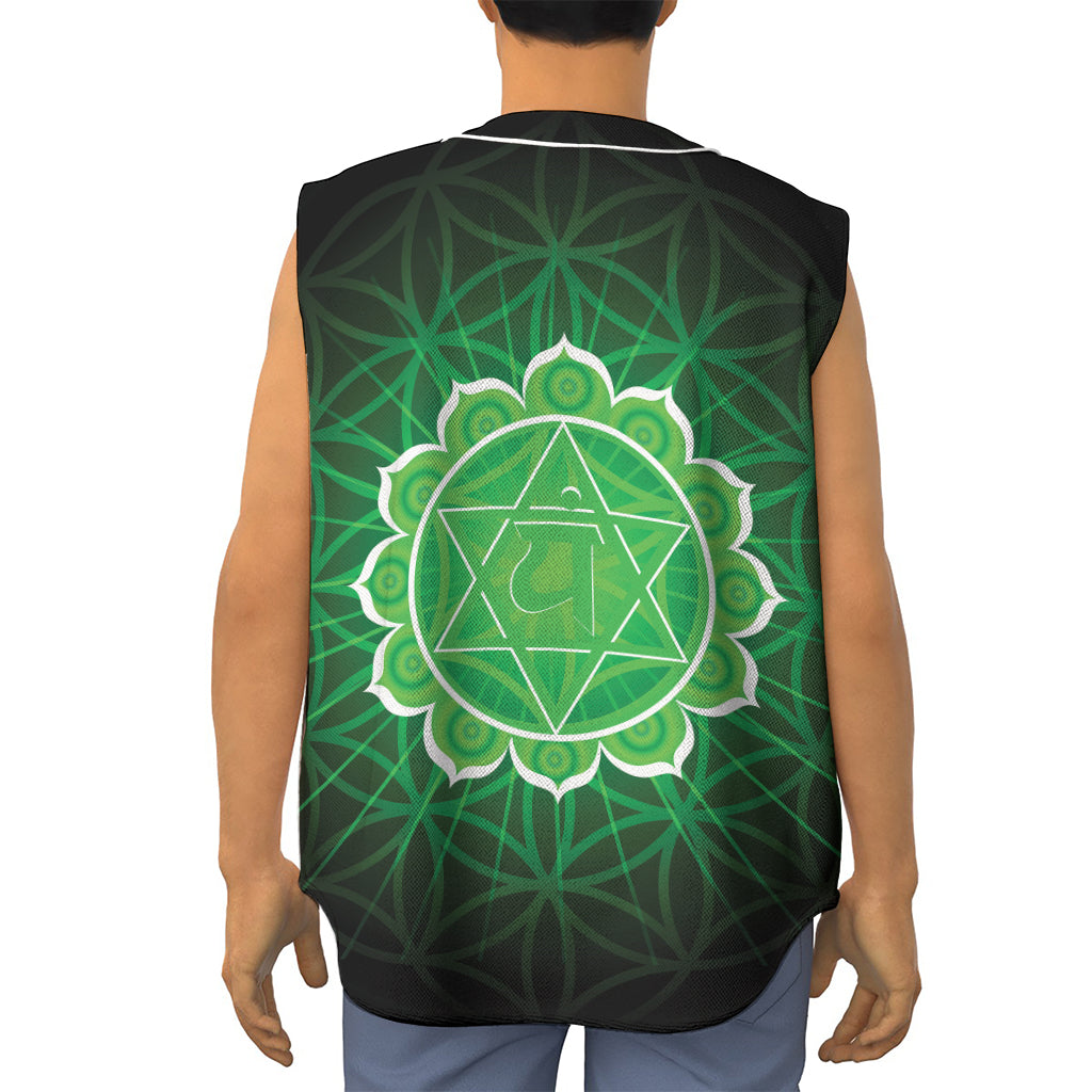 Anahata Chakra Spiritual Print Sleeveless Baseball Jersey