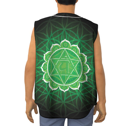 Anahata Chakra Spiritual Print Sleeveless Baseball Jersey