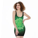 Anahata Chakra Spiritual Print Sleeveless Bodycon Dress