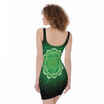 Anahata Chakra Spiritual Print Sleeveless Bodycon Dress