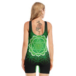 Anahata Chakra Spiritual Print Sleeveless One Piece Swimsuit