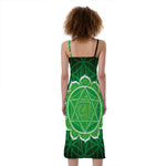 Anahata Chakra Spiritual Print Slim Fit Midi Cami Dress