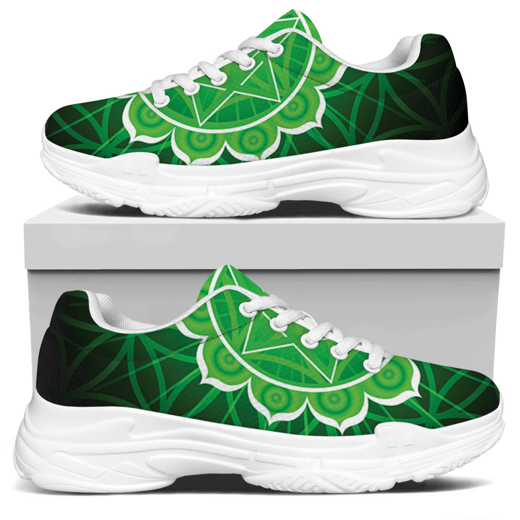 Anahata Chakra Spiritual Print White Chunky Shoes