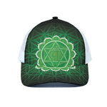 Anahata Chakra Spiritual Print White Mesh Trucker Cap