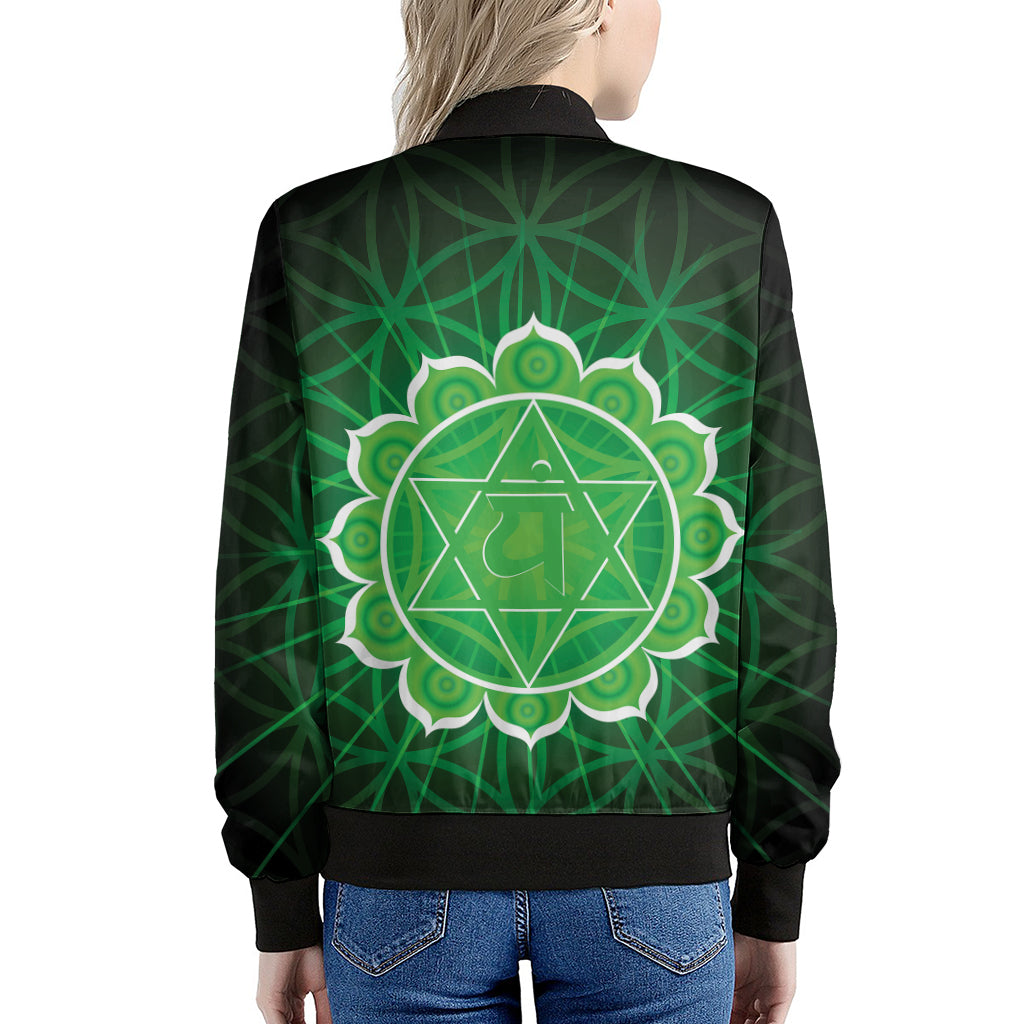 Anahata Chakra Spiritual Print Women's Bomber Jacket