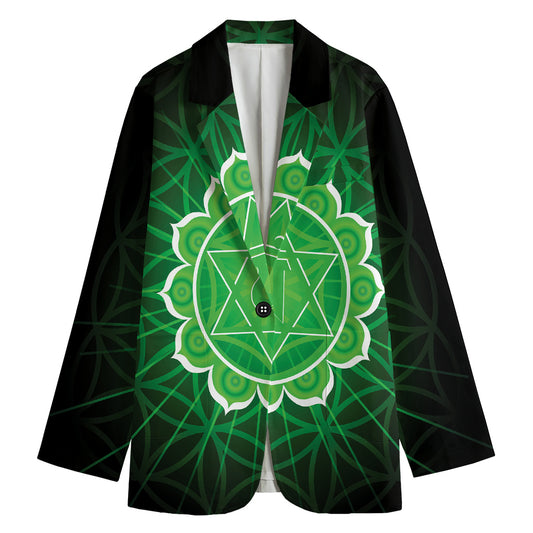 Anahata Chakra Spiritual Print Women's Cotton Blazer