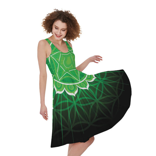 Anahata Chakra Spiritual Print Women's Sleeveless Dress