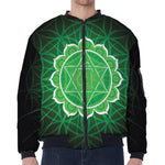 Anahata Chakra Spiritual Print Zip Sleeve Bomber Jacket