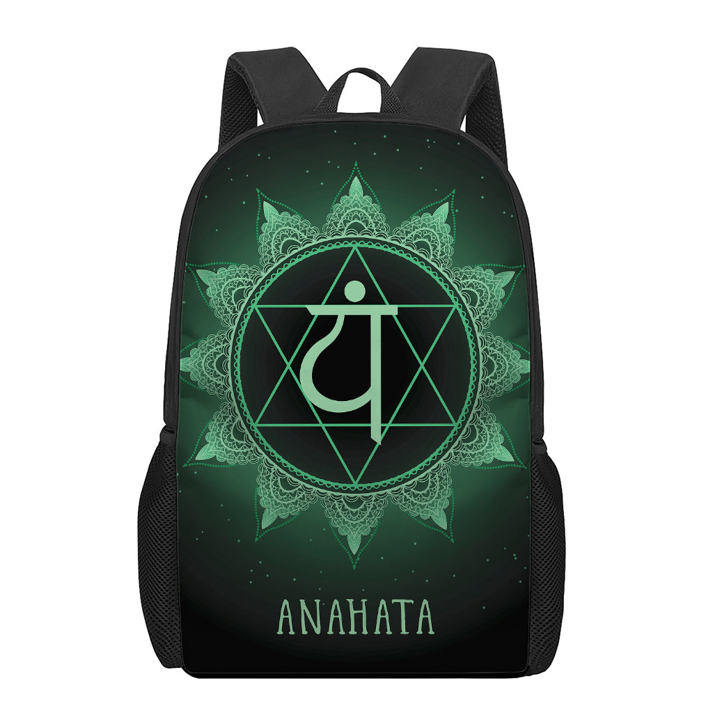 Anahata Chakra Symbol Print 17 Inch Backpack