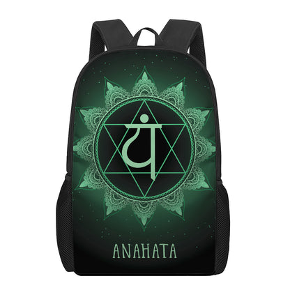 Anahata Chakra Symbol Print 17 Inch Backpack