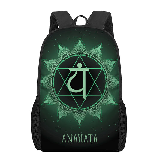 Anahata Chakra Symbol Print 17 Inch Backpack