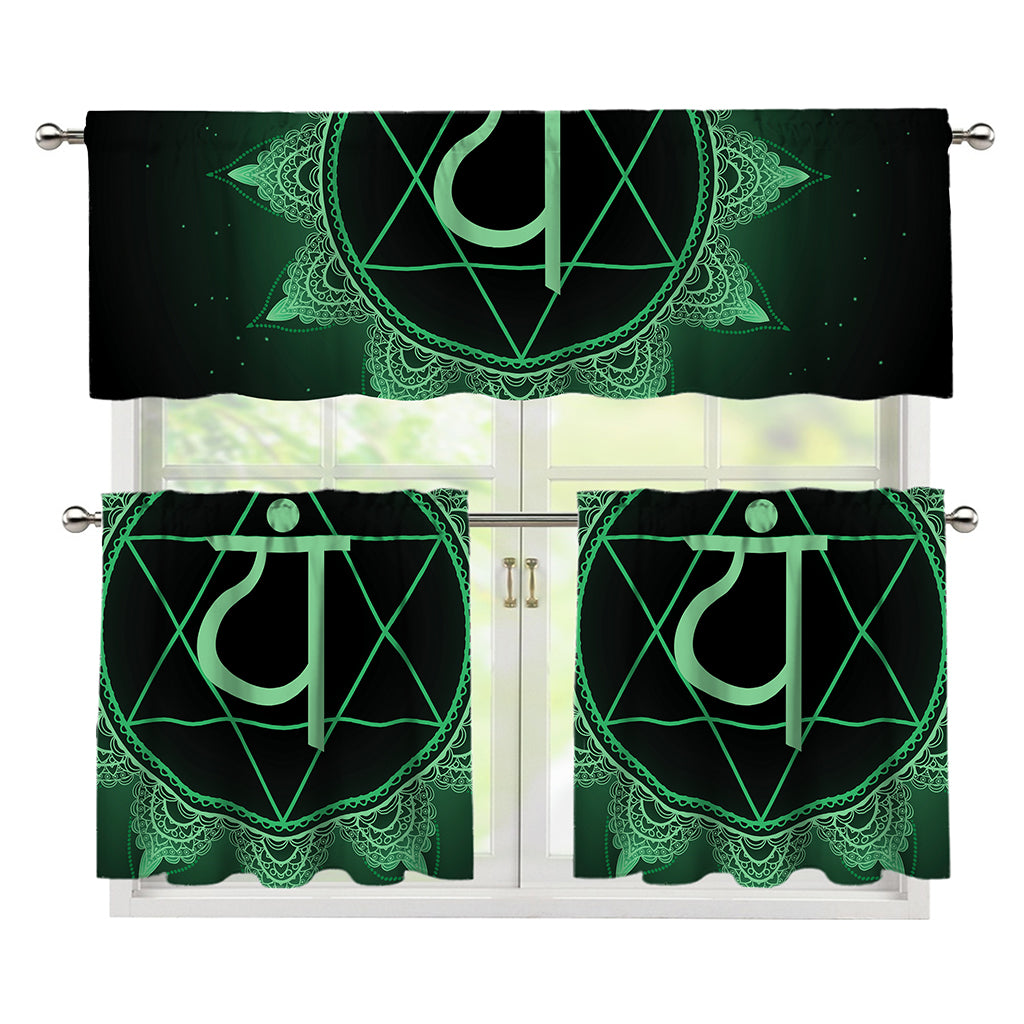 Anahata Chakra Symbol Print 3 Piece Kitchen Curtains