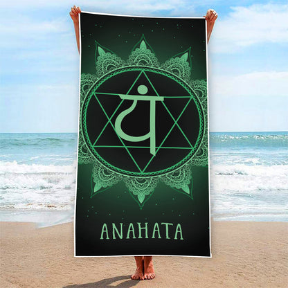 Anahata Chakra Symbol Print Beach Towel