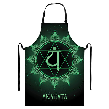 Anahata Chakra Symbol Print Bib Apron With Pocket