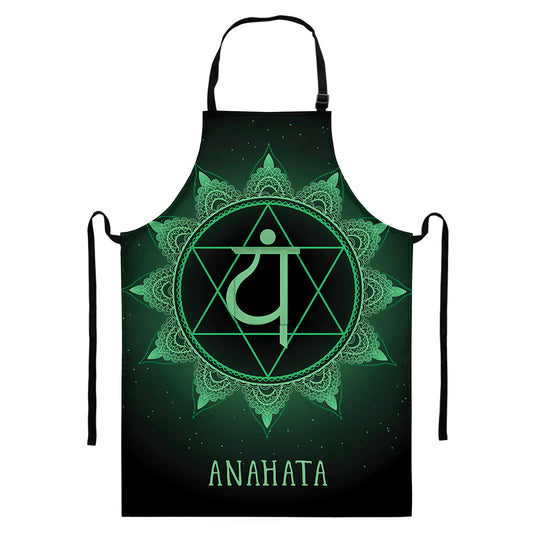 Anahata Chakra Symbol Print Bib Apron With Pocket