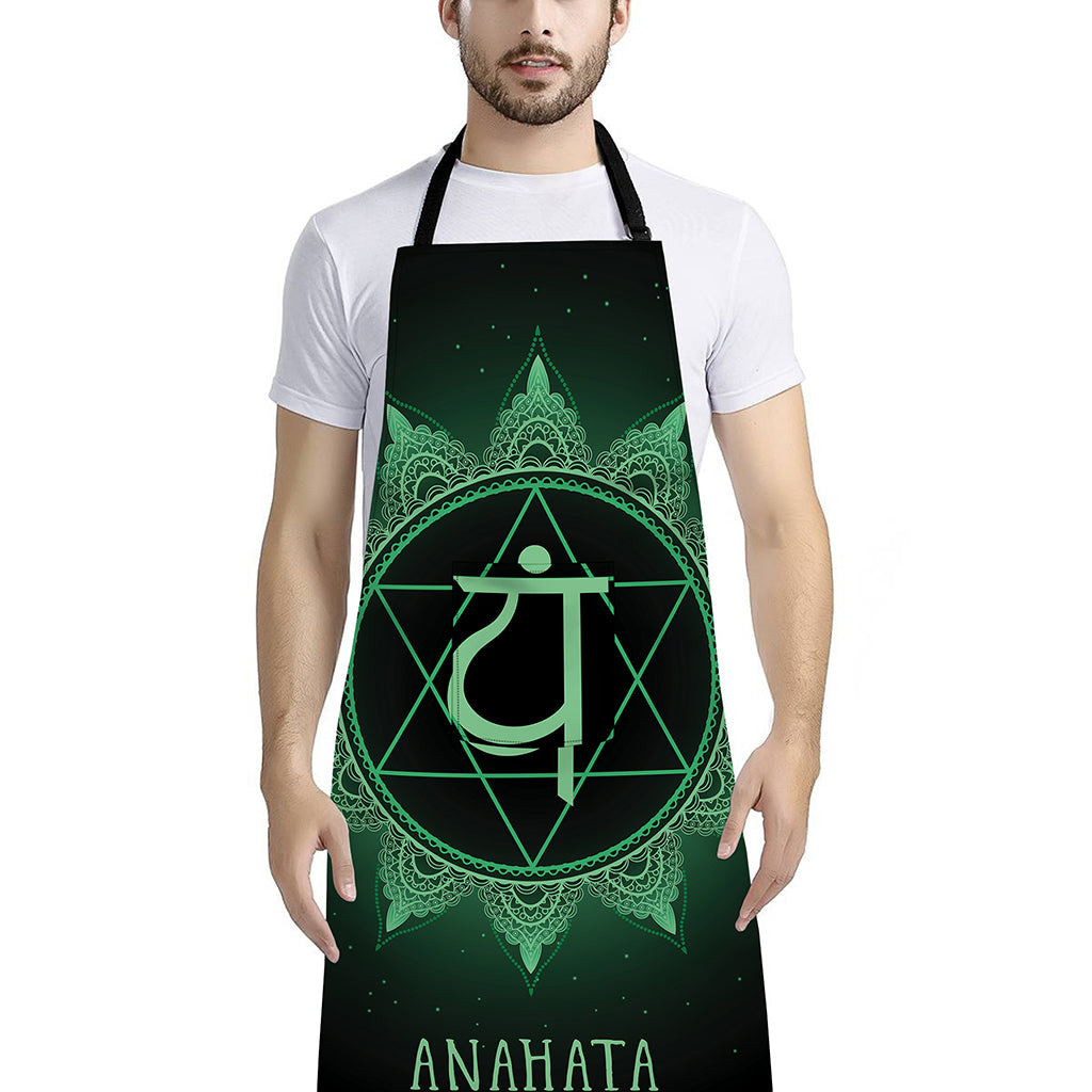 Anahata Chakra Symbol Print Bib Apron With Pocket