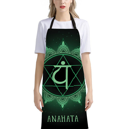 Anahata Chakra Symbol Print Bib Apron With Pocket