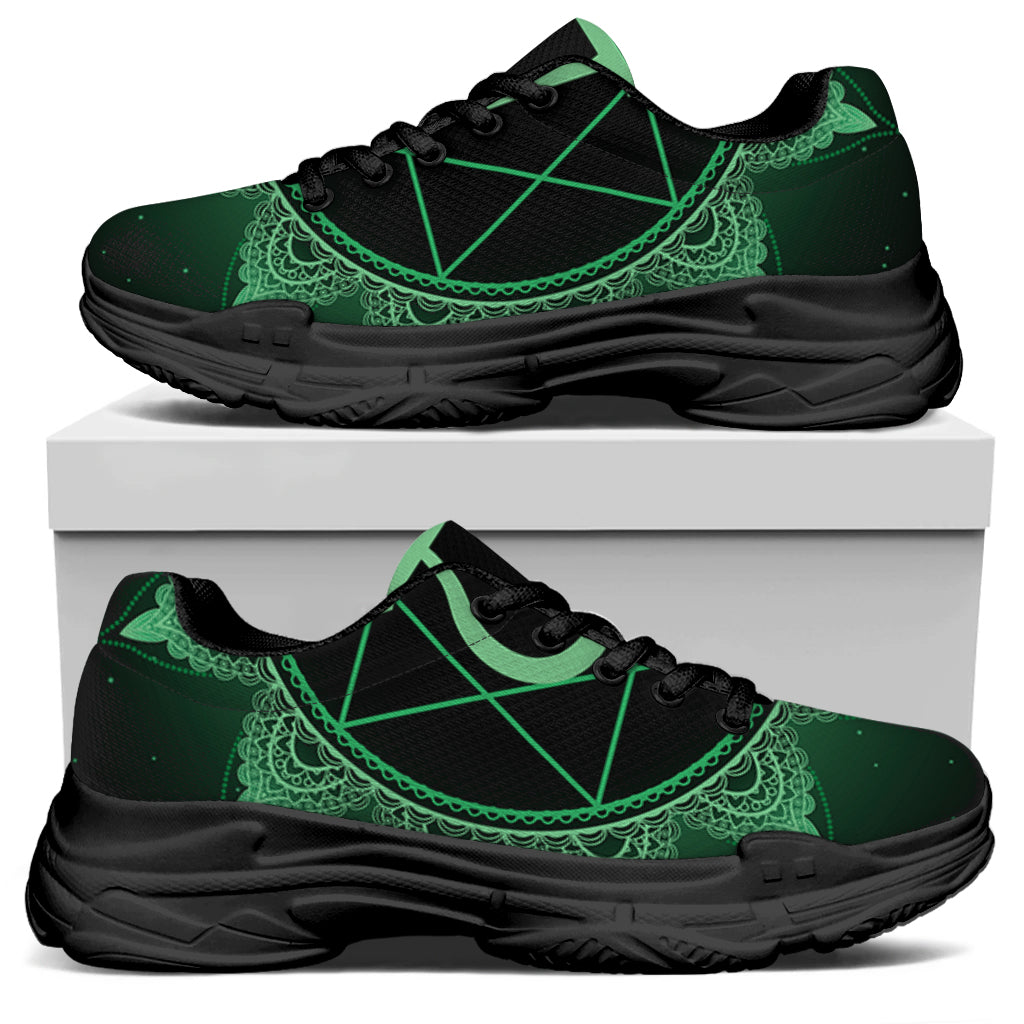 Anahata Chakra Symbol Print Black Chunky Shoes