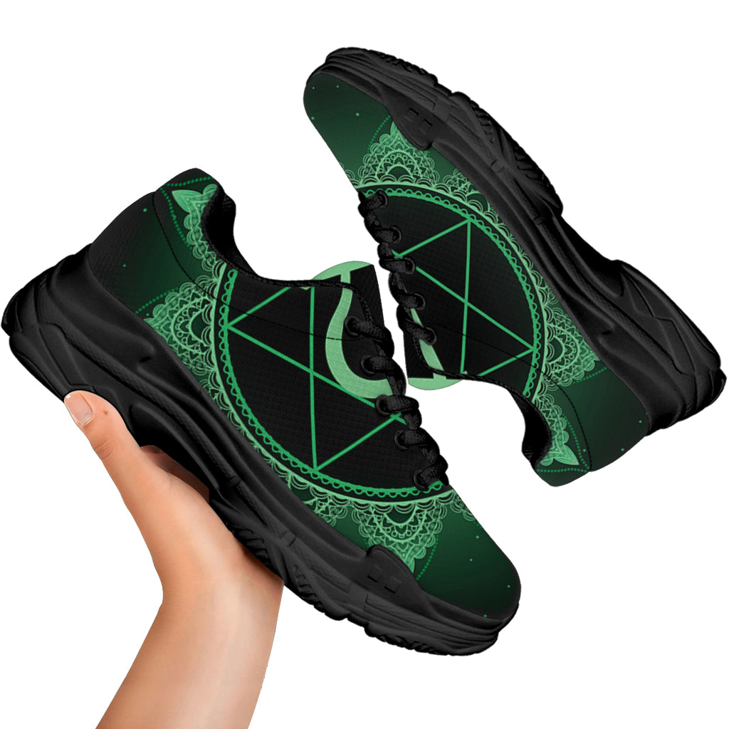 Anahata Chakra Symbol Print Black Chunky Shoes