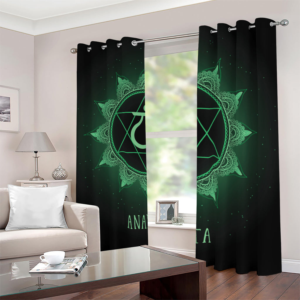 Anahata Chakra Symbol Print Blackout Grommet Curtains