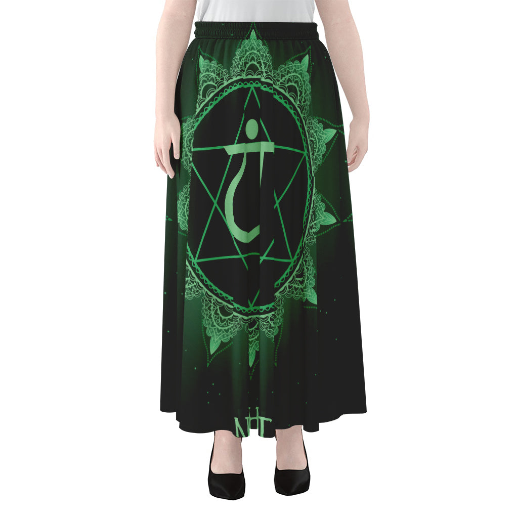 Anahata Chakra Symbol Print Chiffon Maxi Skirt