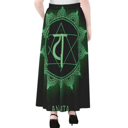 Anahata Chakra Symbol Print Chiffon Maxi Skirt
