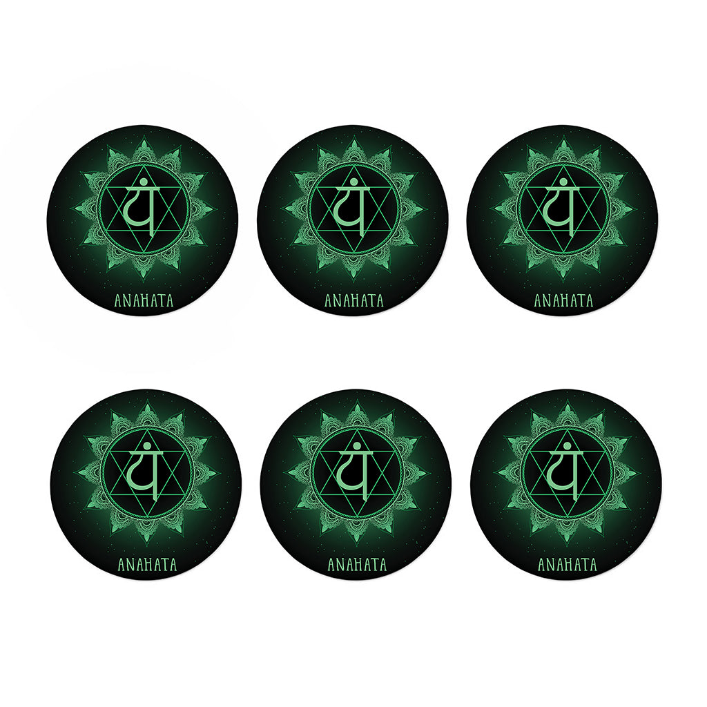 Anahata Chakra Symbol Print Coaster Set