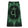 Anahata Chakra Symbol Print Cotton Front Slit Maxi Skirt
