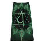 Anahata Chakra Symbol Print Cotton Front Slit Maxi Skirt