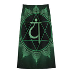 Anahata Chakra Symbol Print Cotton Front Slit Maxi Skirt