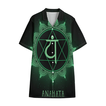 Anahata Chakra Symbol Print Cotton Hawaiian Shirt