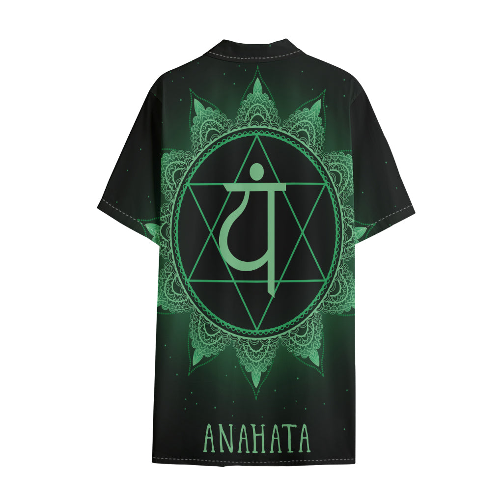 Anahata Chakra Symbol Print Cotton Hawaiian Shirt