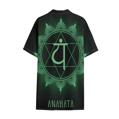Anahata Chakra Symbol Print Cotton Hawaiian Shirt