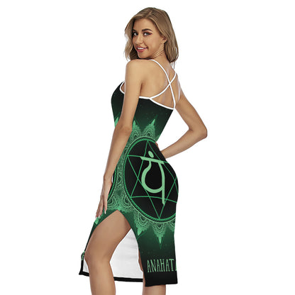 Anahata Chakra Symbol Print Cross Back Cami Dress