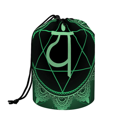 Anahata Chakra Symbol Print Drawstring Makeup Bag