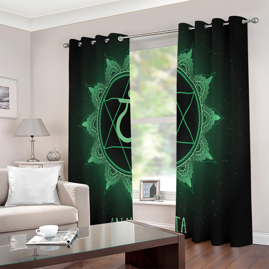 Anahata Chakra Symbol Print Extra Wide Grommet Curtains