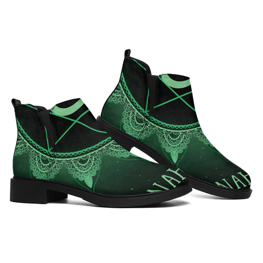 Anahata Chakra Symbol Print Flat Ankle Boots