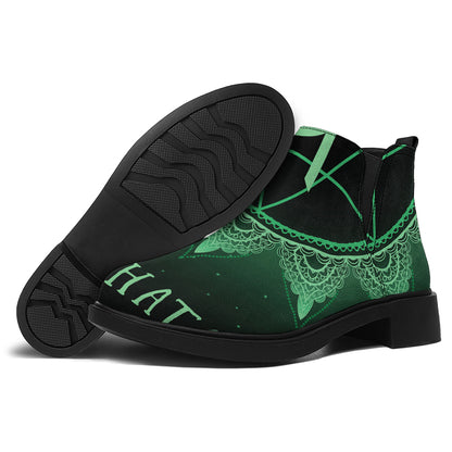 Anahata Chakra Symbol Print Flat Ankle Boots