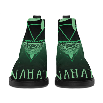 Anahata Chakra Symbol Print Flat Ankle Boots