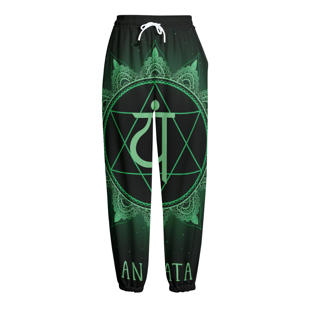 Anahata Chakra Symbol Print Fleece Lined Knit Pants