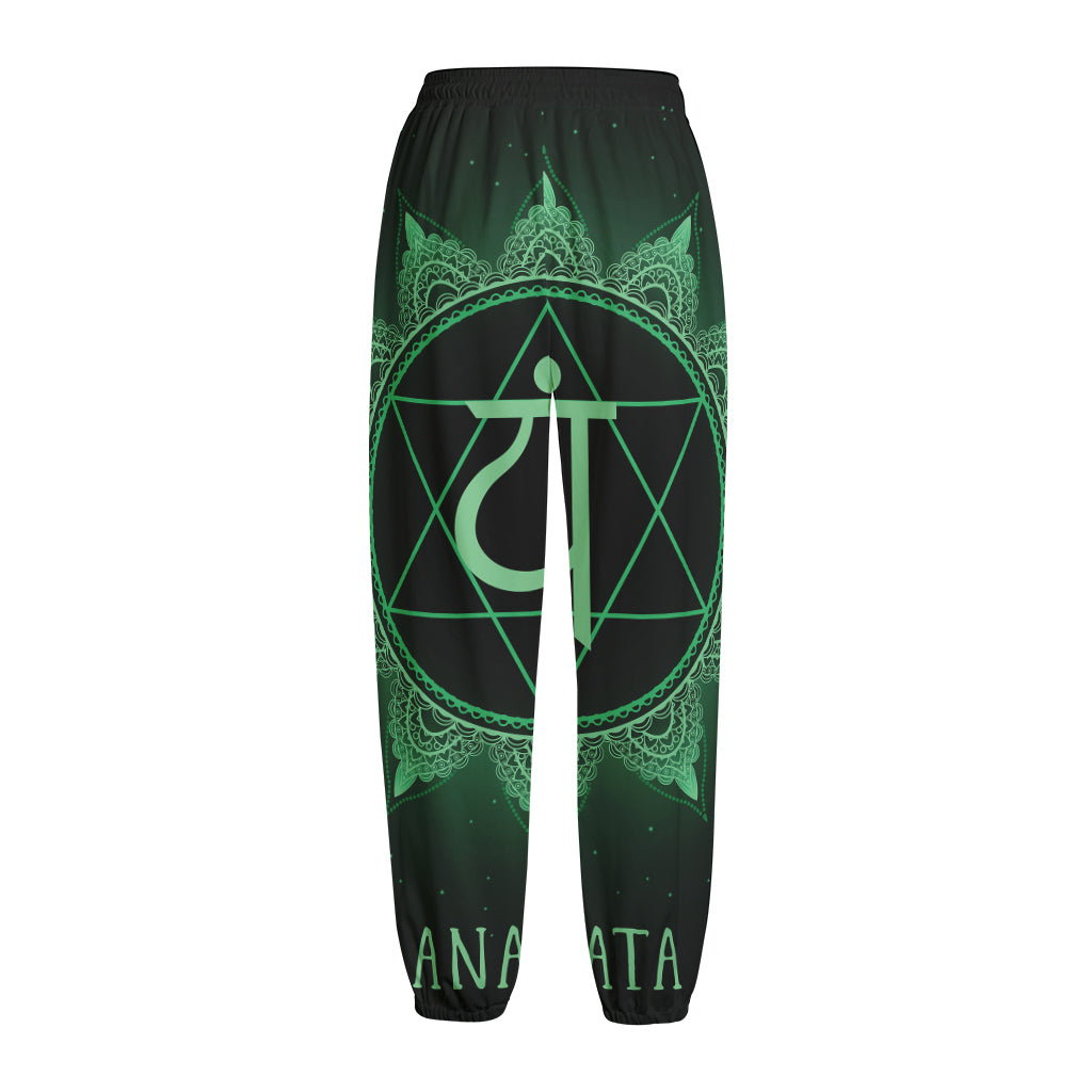 Anahata Chakra Symbol Print Fleece Lined Knit Pants