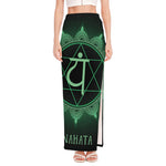 Anahata Chakra Symbol Print High Slit Maxi Skirt