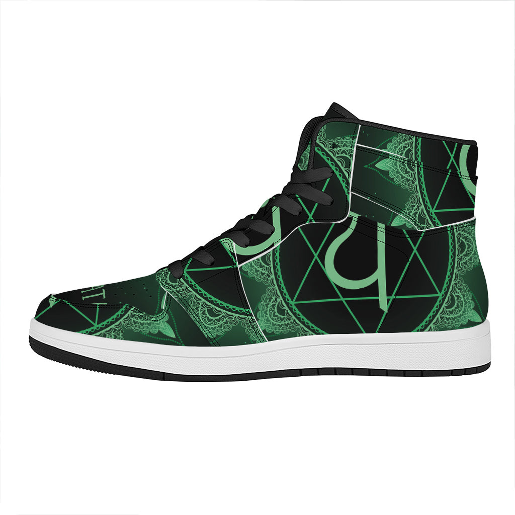 Anahata Chakra Symbol Print High Top Leather Sneakers