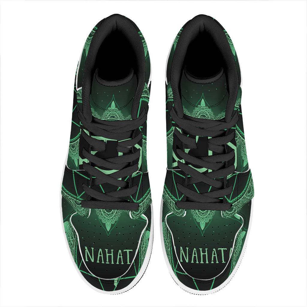 Anahata Chakra Symbol Print High Top Leather Sneakers