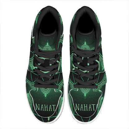Anahata Chakra Symbol Print High Top Leather Sneakers