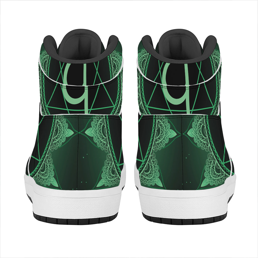 Anahata Chakra Symbol Print High Top Leather Sneakers